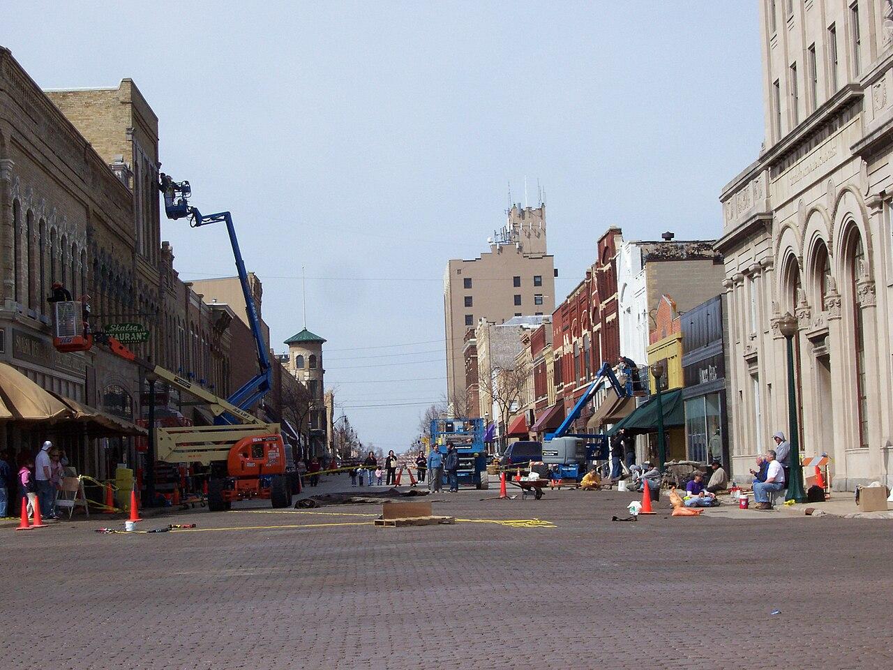 "Brick" streets of downtown Oshkosh on U.S. Highway 45. It is listed on the National Register of Historic Places as the Main Street Historic District.