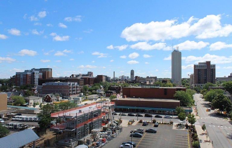Ann Arbor, Michigan Skyline viewed from atop the Fourth & William Parking Structure