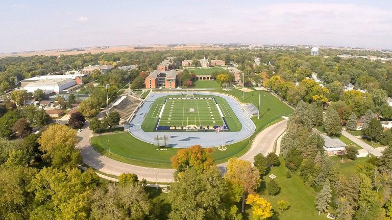 An Aerial Photo of the Buena Vista University Campus in Storm Lake, Iowa.