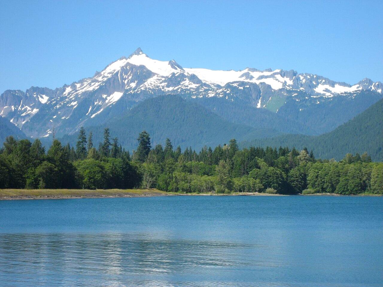 A view of Mt. Shuksan over Baker Lake in Whatcom County, WA