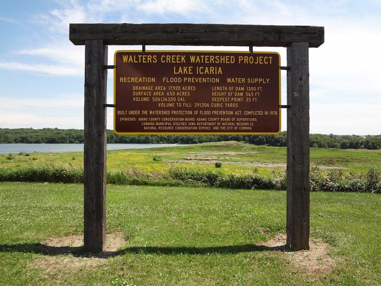 View of the Main Information Sign for Lake Icaria in Iowa.