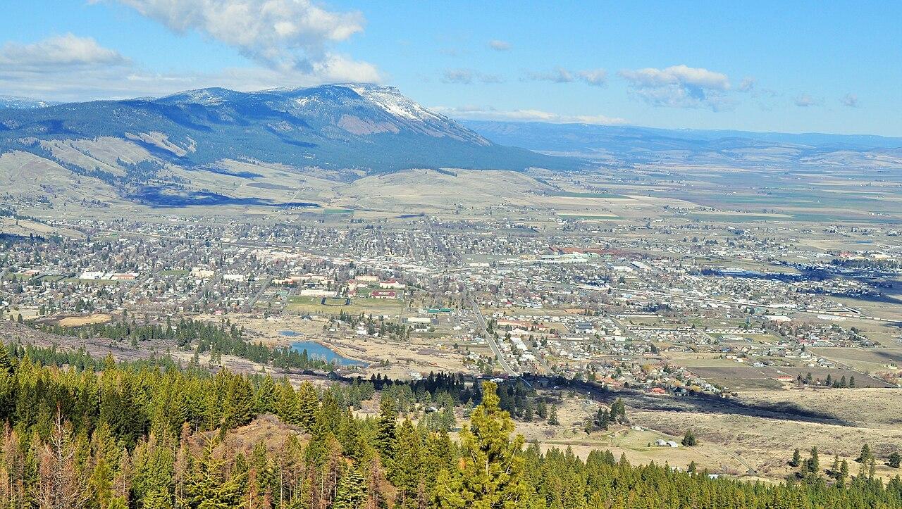 A view looking North of the city of La Grande, Oregon with Mt. Emily in the background.