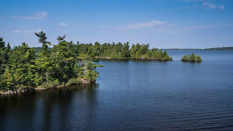 English: A view of Rainy Lake taken from Tango Channel on the Northwest edge of Dryweed Island.