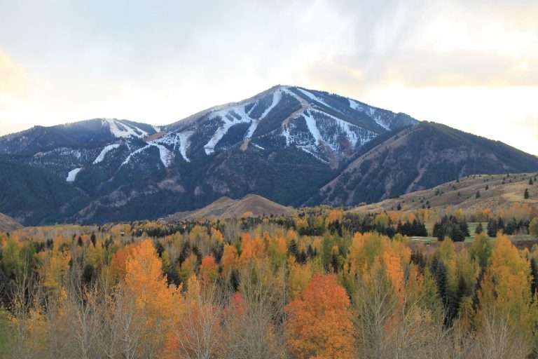 This is a photo of Bald Mountain, as seen from Sun Valley, Idaho. The ski town of Sun Valley is the focus of Sun Valley Magazine.