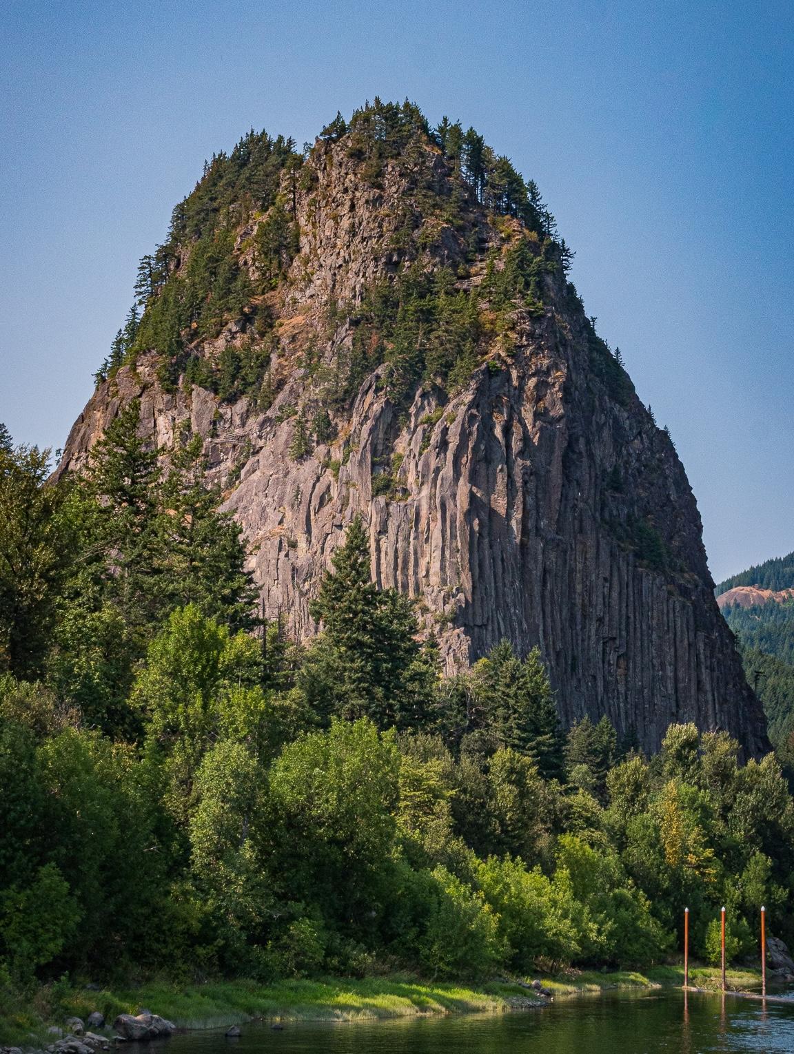 Beacon Rock is one of the most prominent geological features in the Columbia River Gorge, an 848-foot landmark that was once the core of a volcano.