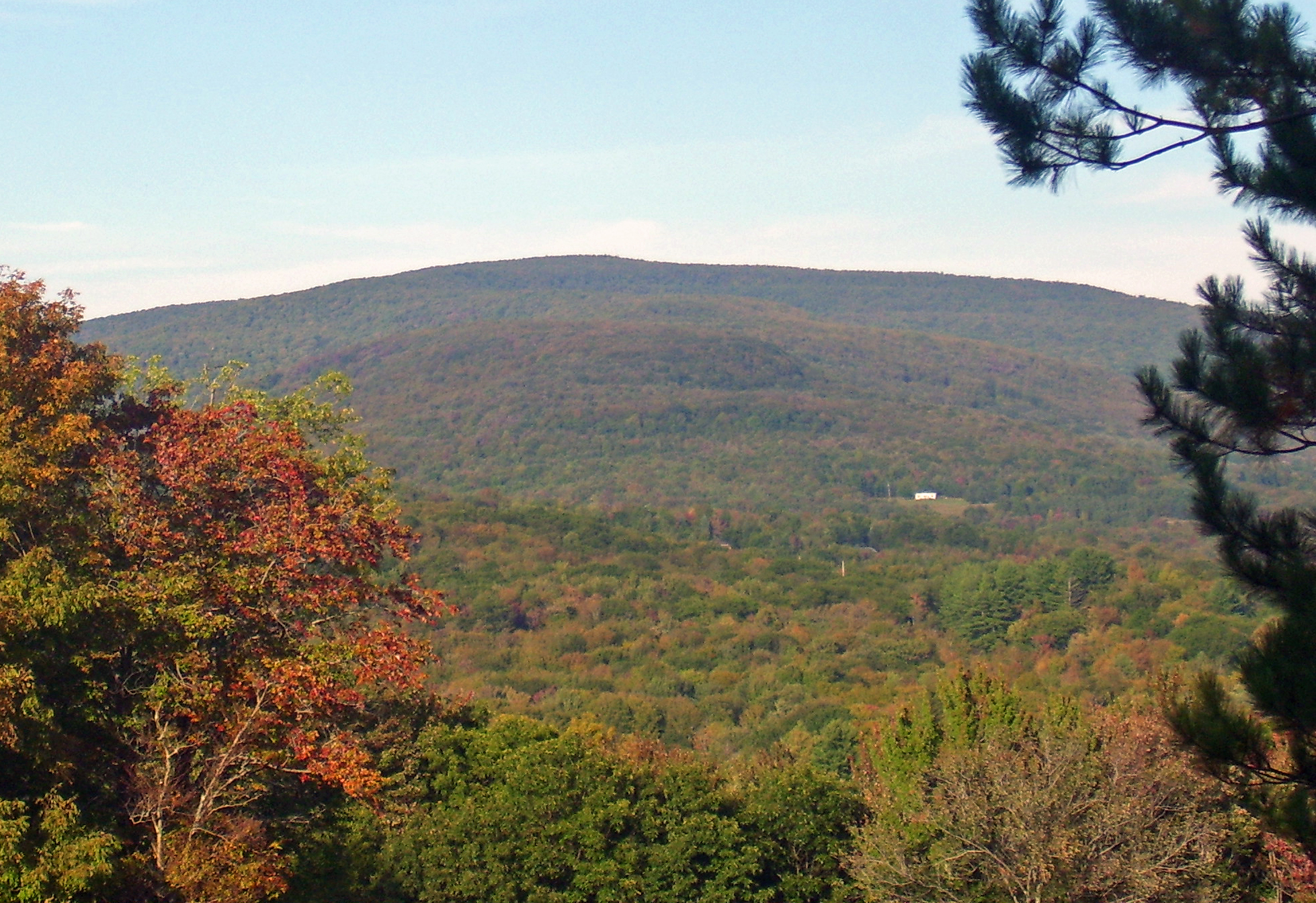Halcott Mountain, one of the Catskill High Peaks, seen from the lower slopes of Bellayre Ski Center, in Shandaken, NY, USA