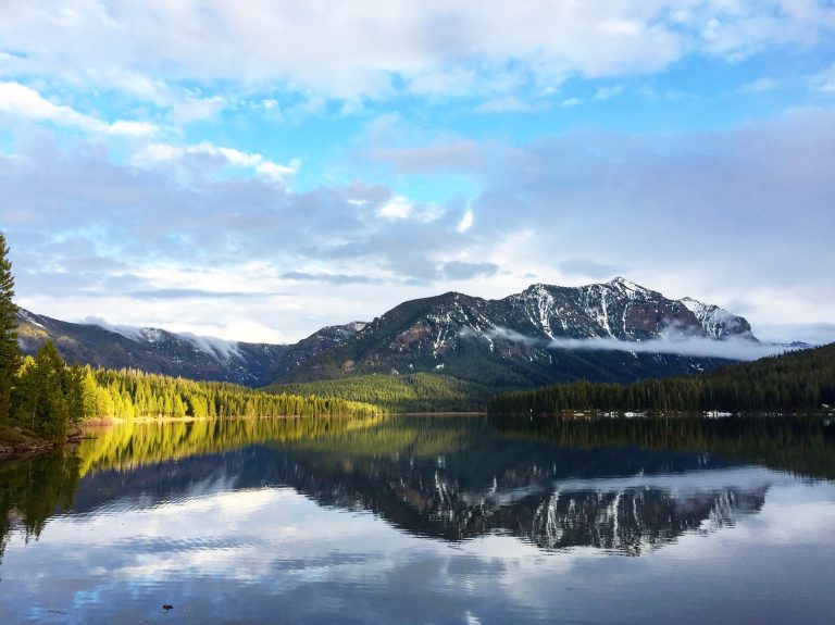 Sunset light over Hyalite Reservoir
