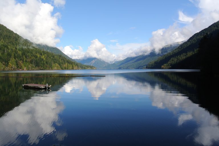 Spring view across Lake Crescent in Olympic National Park