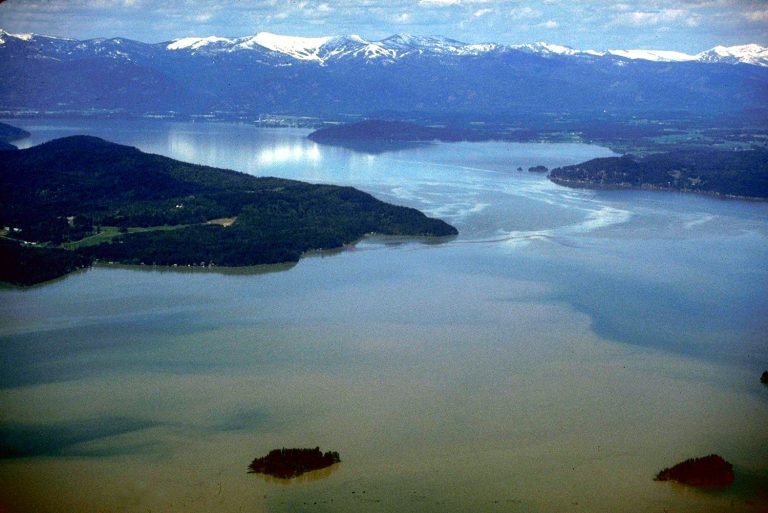 Aerial view of Lake Pend Oreille on the Pend Oreille River in 1993.