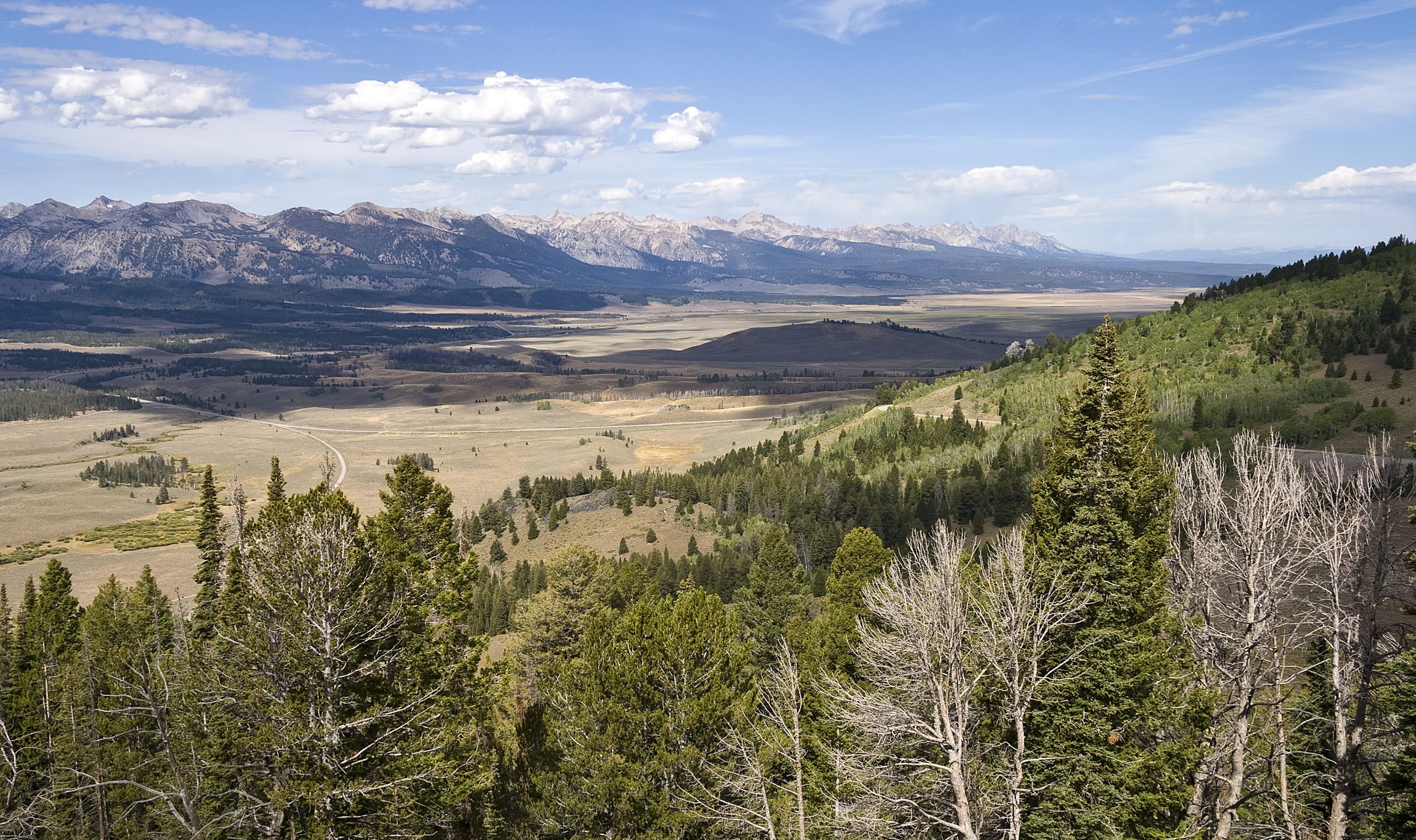 Sawtooth Valley in Sawtooth National Recreation Area / Sawtooth National Forest from Galena Summit, Idaho, USA